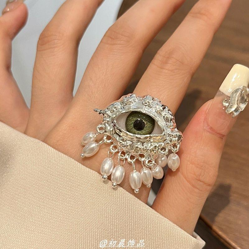 

Преувеличенная индивидуальность кольца-кисточки «Демонический глаз» для женщин, высококачественное дизайнерское открывающееся кольцо, изысканные аксессуары для пальцев