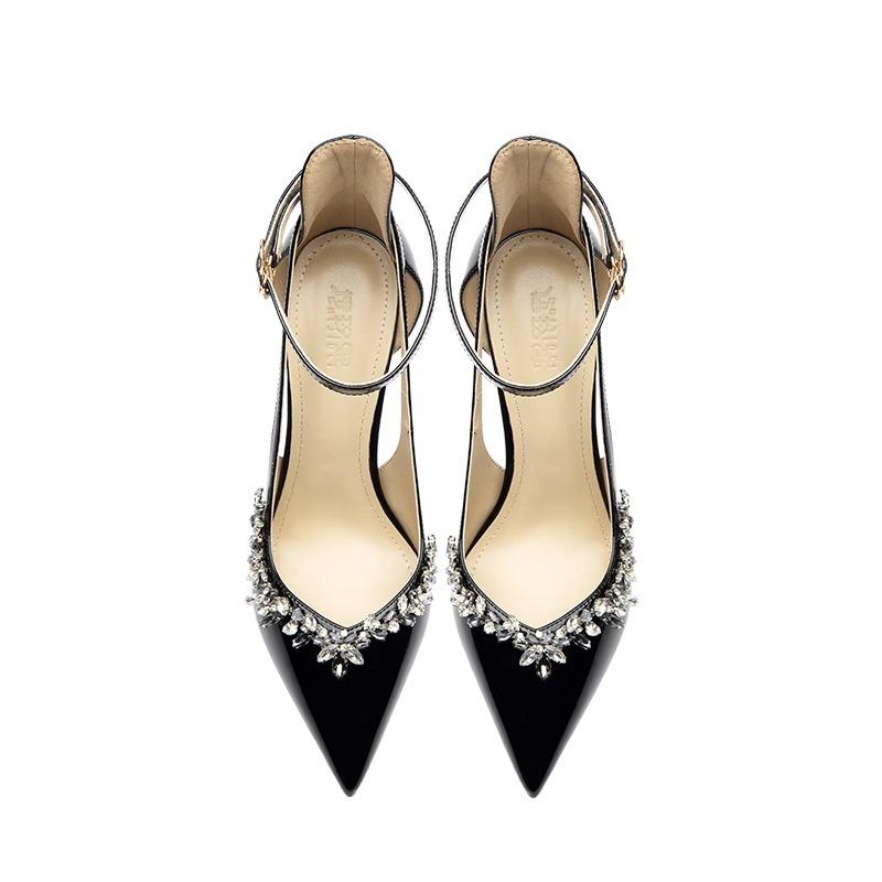 Wiosenne Nowe Buty na Cienkim Obcasie dla Kobiet Szpiczasty Czubek Płytkie Wycięcie Cyrkonie z Antypoślizgowym Odpornym na Ścieranie Wysokim Obcasem