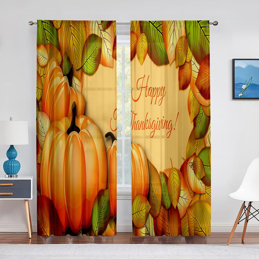 Święto Dziękczynienia Rustykalne Jesienne Drewniane Tło Przezroczysty Zasłona do Salonu Holu Ściana Dekoracja Domowe Okno Nadruk Tiulowe Zasłony