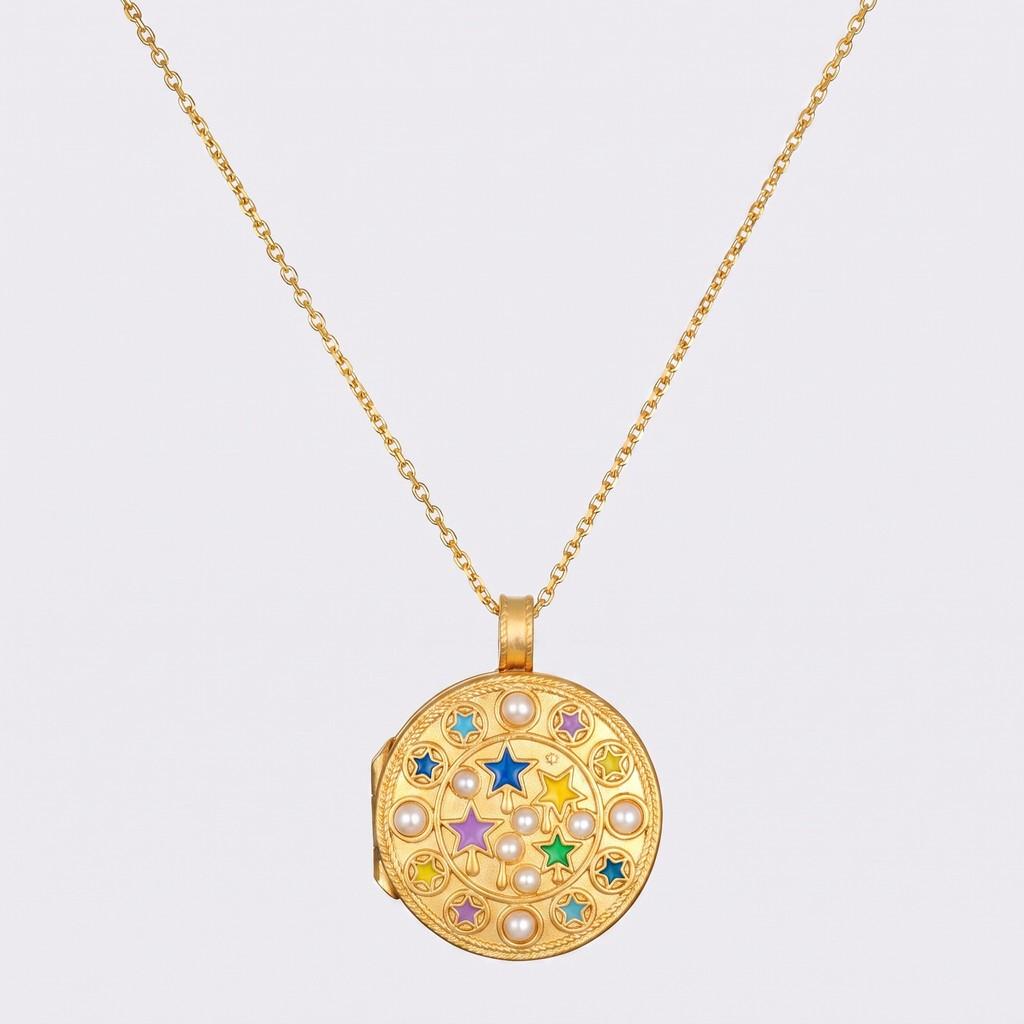 Moon And Sun Pendant Necklace Copper Gold Plating For Casual Wear Unisex