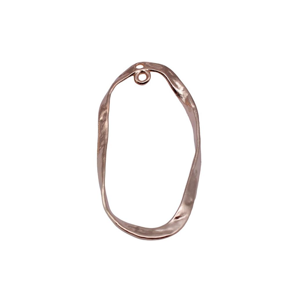 Irregular Oval Frame Connectors Moon Hammered Texture Links For Earring Making