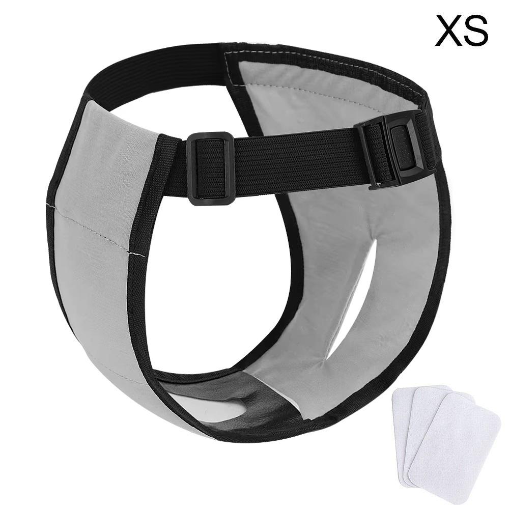 

With 3 Cotton Pads Female Dog Panties Easy To Wear Dog Sanitary Pants Female Dogs In Heat Gray-XS