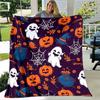 Halloween Bat Pumpkin Lantern Print Flannel Blanket Soft Warm Lightweight Cozy Fluffy Throw Blanket for Boys Girls Festival Gift