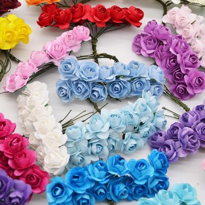 72 ks/šarže 2 cm Vícebarevné Papírové Umělé Květiny Mini Růžové Květinové Hlavičky Svatební Kytice Scrapbooking Párty Domácí Dekorace