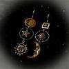 Boucles d'oreilles pendantes vintage Free People Visage Soleil Lune pour femmes, design créatif, boucles d'oreilles asymétriques, bijoux de fête rétro