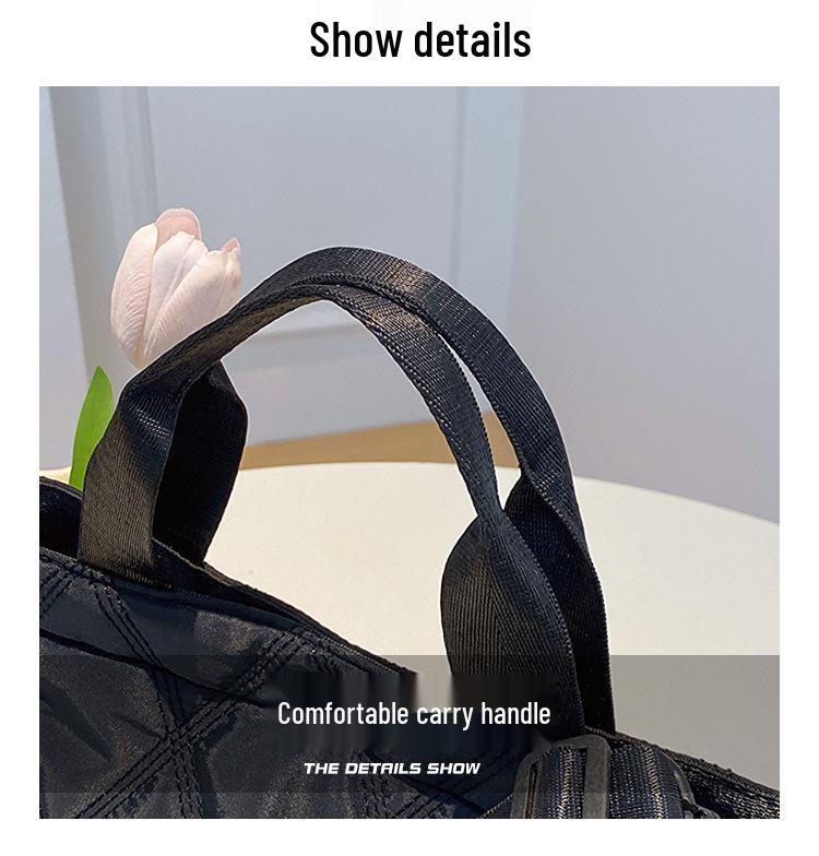 Autumn/Winter 2023 Women's Argyle Down Tote Bag - Large Capacity for Commuting, Shopping & College Students