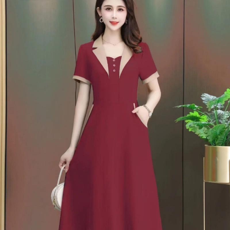 Women s Waist-Cinched Slimming Pocket Dress - Plus Size Chic Summer Skirt 2026 3XL красный