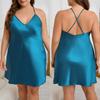 Large size camisole nightgown women's new solid color ice silk nightgown
