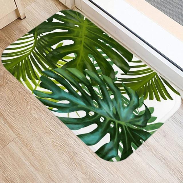Tropical Plants Leaf Mat Kitchen Rugs Anti-slip Home Hallway Bedroom Entrance Carpets Washable Bathroom Porch Decorative Doormat