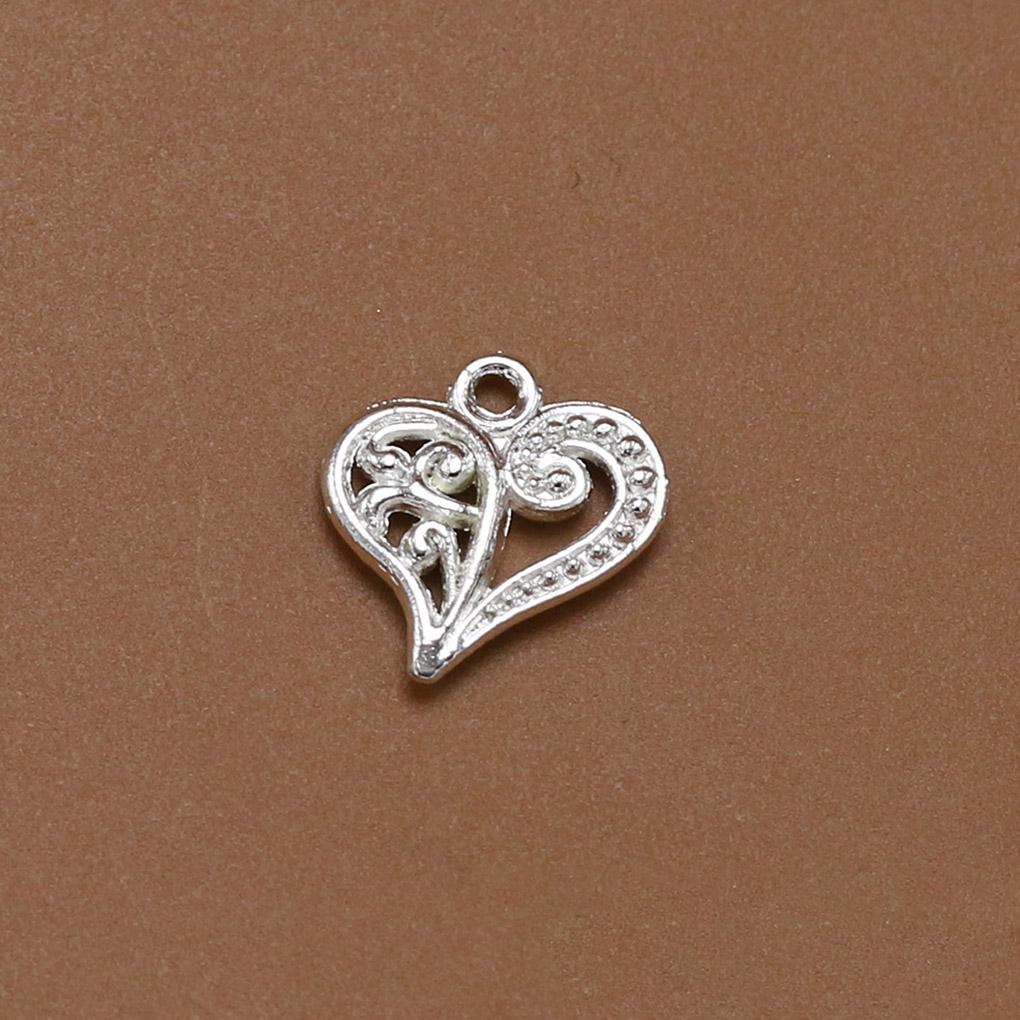 50pcs Hollow Heart Shape Pendant Vintage Alloy Pendant for Jewelry Making DIY Necklace Accessories