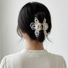 Waterproof Pearls Flower Shark Clip Elegant Sweet Grain-like Beads Hair Claw White Exquisite Handmade Beads Hairgrips for Gifts