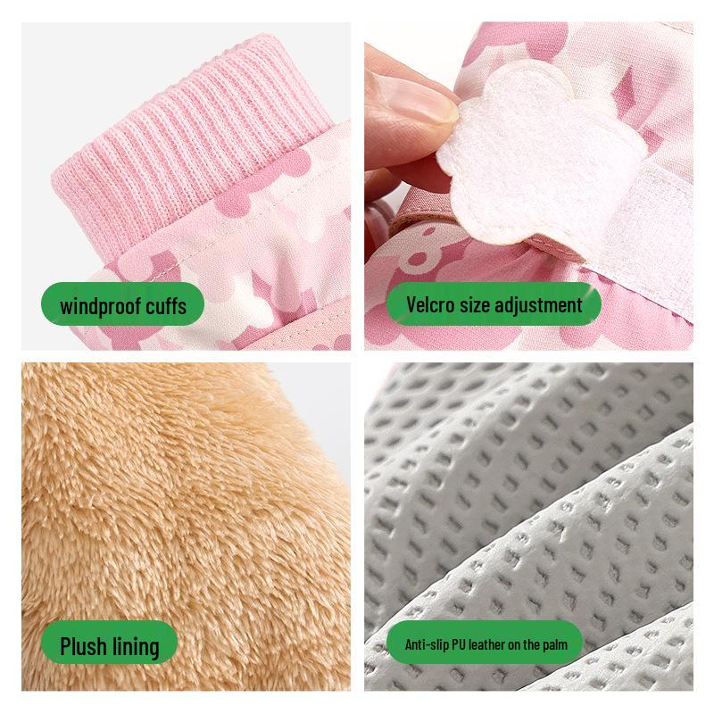 Children's Warm Waterproof Winter Ski Gloves, Non-Slip, Fleece-Lined for Ice Skating and Snow Play