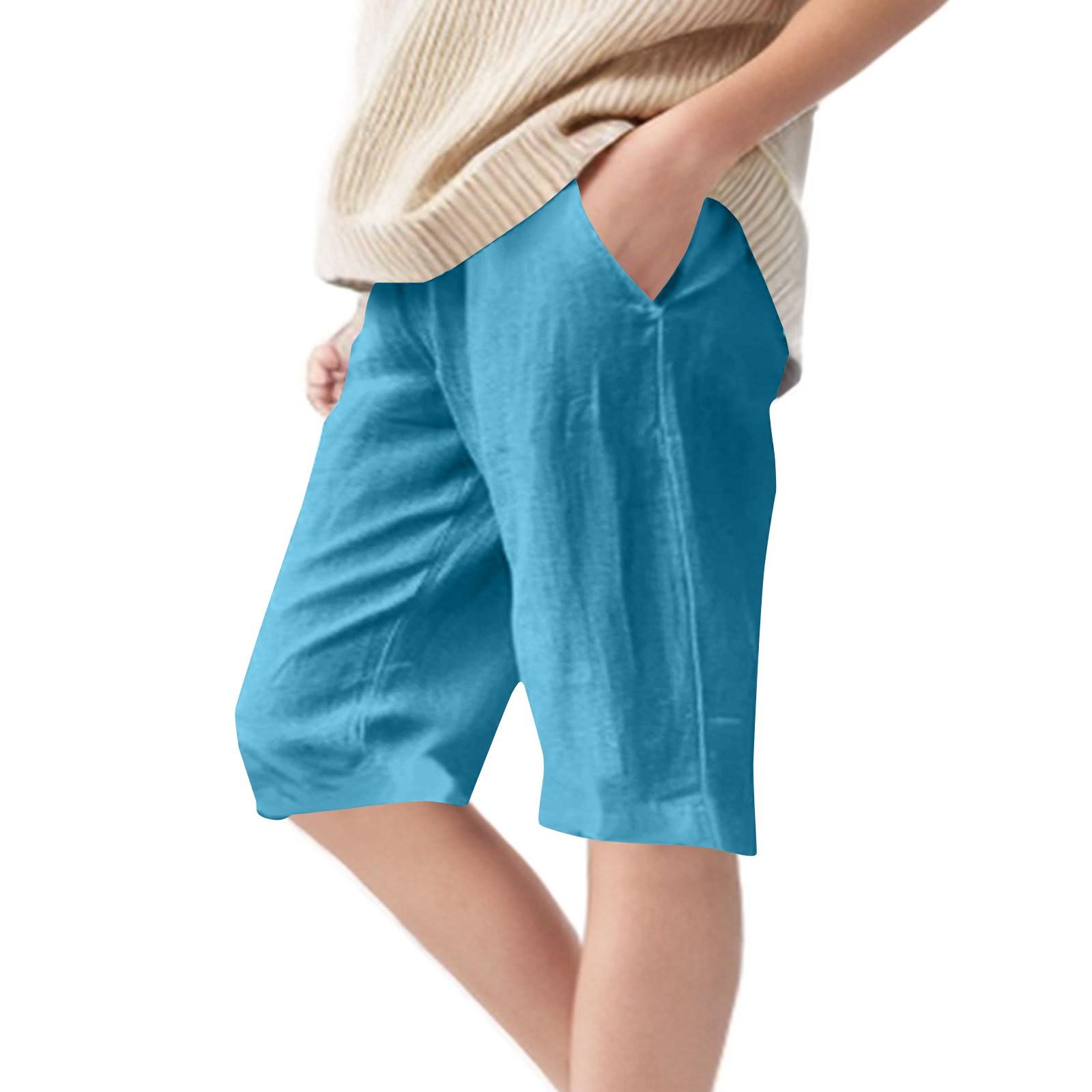 

Summer Children s Fashionable Loose Cotton And Linen Casual Lace-up Five-inch Straight Pants 140