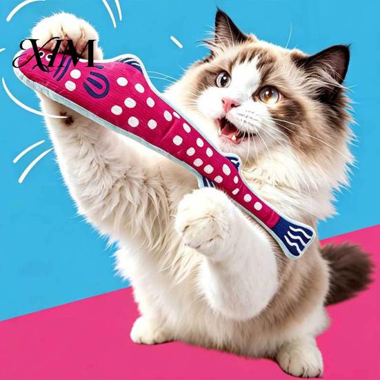 Interactive Cat Kicker Toys Fish Toy, Natural Catnip And Crinkle Paper Soothing for Nervous Cats Filled Durable Plush Toy Anxiety Relief
