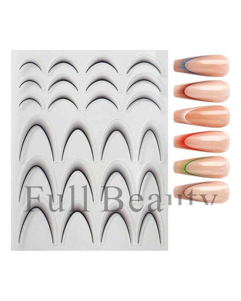 French Nail Stickers Liner Nail Art Decals Colorful Sliders Manicure Decor