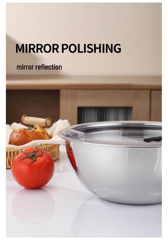 304 Stainless Steel Multi-Purpose Kitchen Bowl Set: Mixing & Seasoning Jar, Deep Soup Pot, Dough Kneading Basin