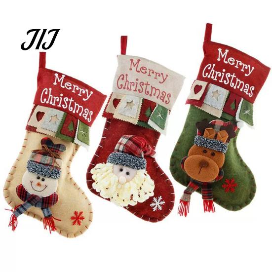 Decorative Gift Bags for Christmas 18 Inch Large Stockings, 3D Santa/Snowman/Reindeer Xmas Hanging Socks, Non-woven Practical Pouches Holidays Fabric