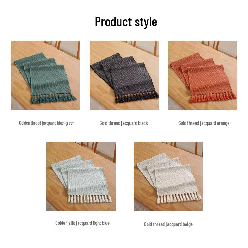 Light Luxury Handmade Tassel Table Runner - Solid Color Tea Mat/Table Flag for Home