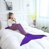 Modern Striped Fish Scale Sleeping Blanket Mermaid Tail Sleeping Bag Knitted Blanket Leisure Office Nap Air Conditioning Blanket Sofa Bed Towel