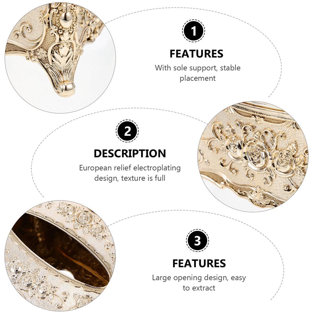 Embossed Paper Box Unique Tissue Holder Towel Dispenser Napkin Retro Decor Acrylic Container Desktop Decoration Travel Gold