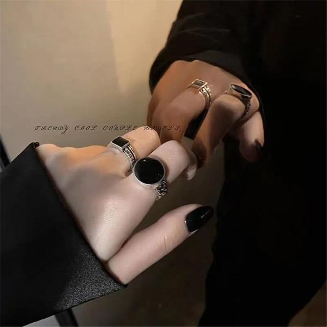 Hip Hop Rock Gold Color Chain Rings Set Girls Punk Geometric Sleek Minimalist Finger Rings Women Trend Jewelry Accessories Celebration Party Event