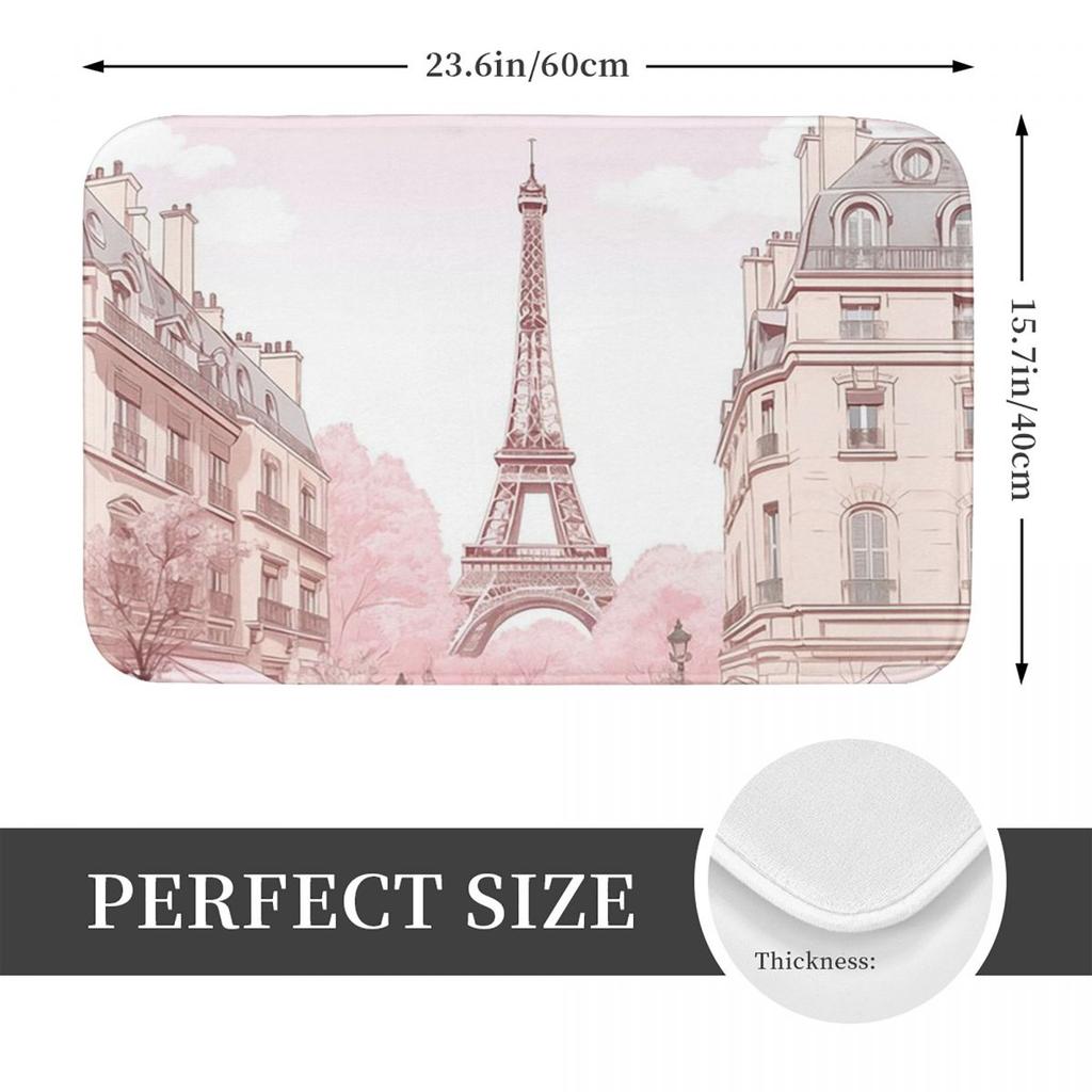 Eiffel Tower Drawing Non-slip Doormat Floor Mat Water Oil Proof Carpet Rug for Kitchen Entrance Home Bedroom Footpad Mats