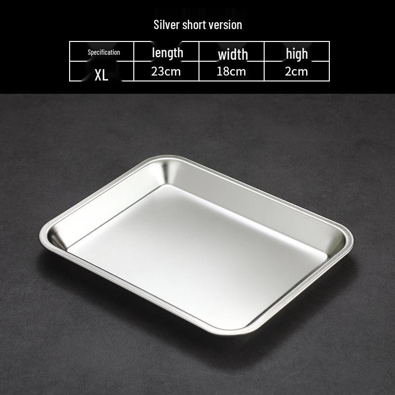 Korean Style Stainless Steel Square Golden Tray: Barbecue, Dumplings, Fast Food, Snacks, Hot Pot, Vegetables.