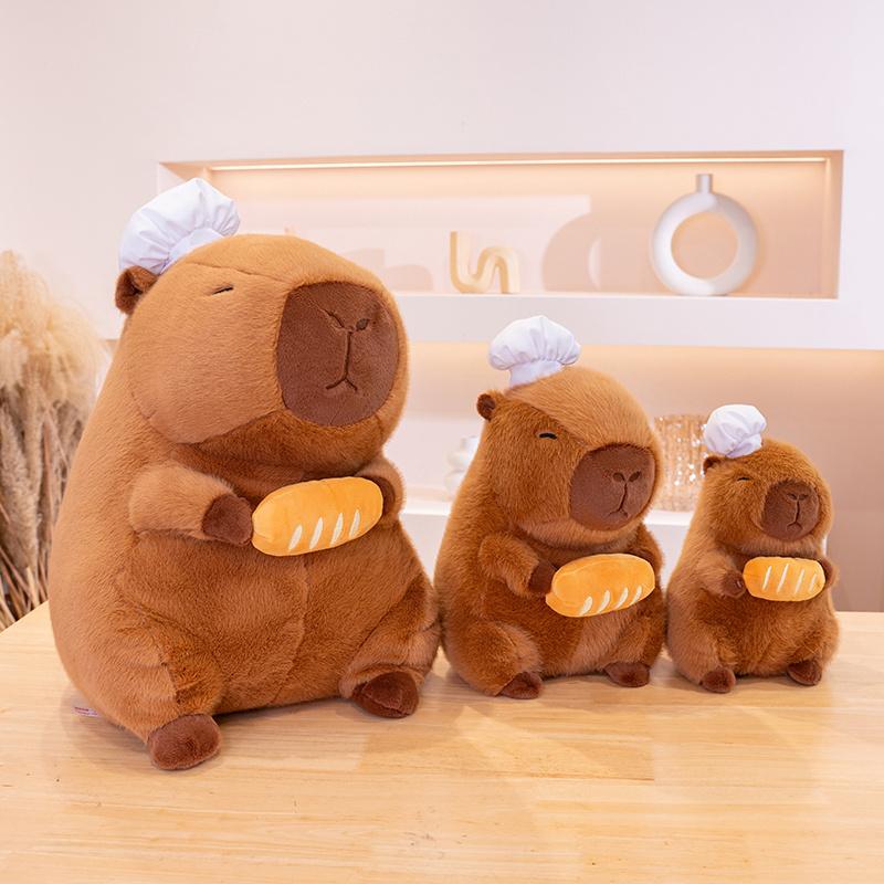 28/35/50cm Cook Capybara Plush Simulation Baker Kapibala Anime Fluffty Toy Cute Bread Doll Stuffed Animals Soft Doll Xmas Gift