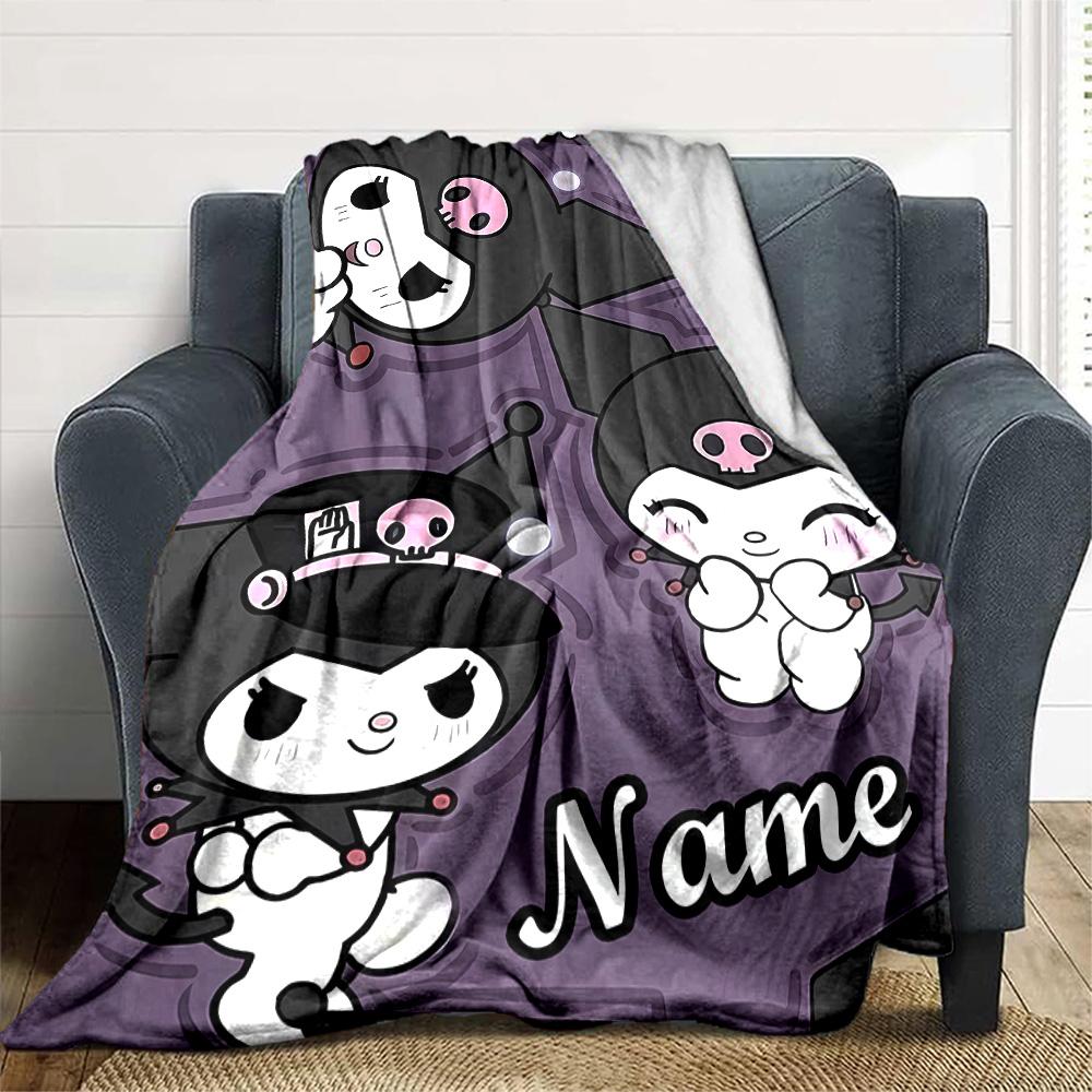 Customizable Kuromi8 Throw Blanket – Personalized Name, All-Season Cozy Snug Blanket, Machine Washable, Personalized Blanket