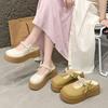Pearl fairy wind thick bottom heightening Mary Jane cool slippers women wear 2025 summer new bag head half slippers