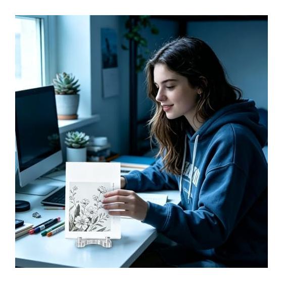 Adjustable Clear Stand for Collectibles Display - Acrylic Storage Rack for Photos, Albums, Postcards, Greeting Cards - Desktop Display for Home,