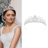 Elegant Evening Accessories Set Crystal Hair Crown Drop Earrings Pendant Necklace Wedding Headpiece for Daily Party