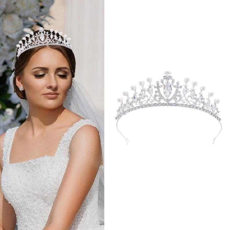 Elegant Evening Accessories Set Crystal Hair Crown Drop Earrings Pendant Necklace Wedding Headpiece for Daily Party