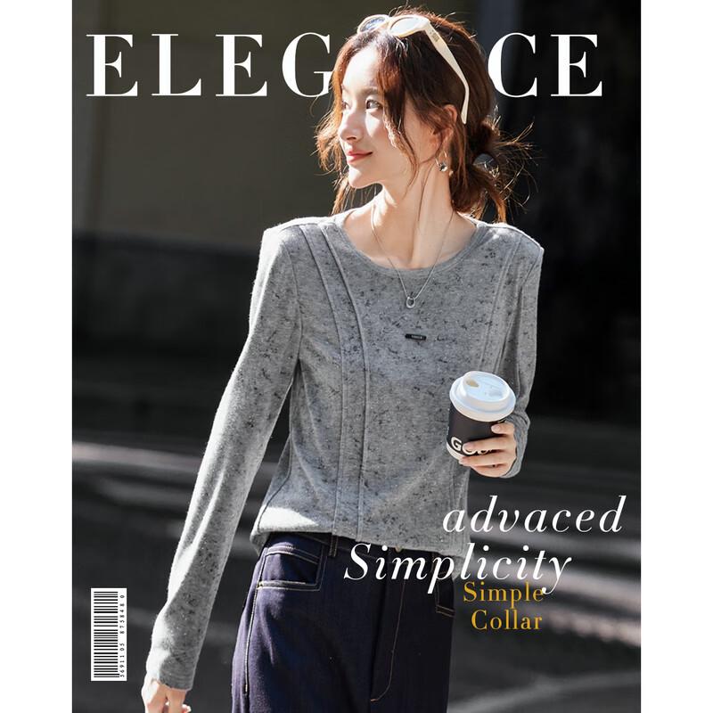 Autumn Fashion Printed Long Sleeve Round Neck Top L