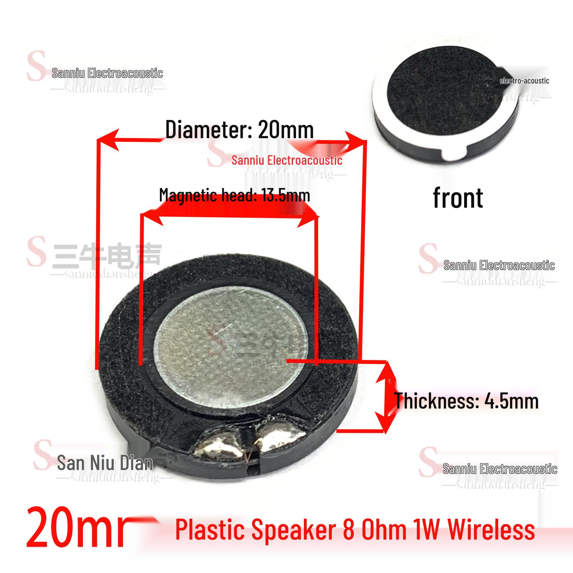 

Loud 20mm 8 Ohm 1W Speaker for Medical Kits, Massagers, Toys, Beauty Devices, Fingerprint Locks