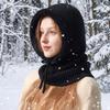 Solid Color Knitted Hooded Cap Wool Blend Earflap Hat Simple Winter Cap  Outdoor
