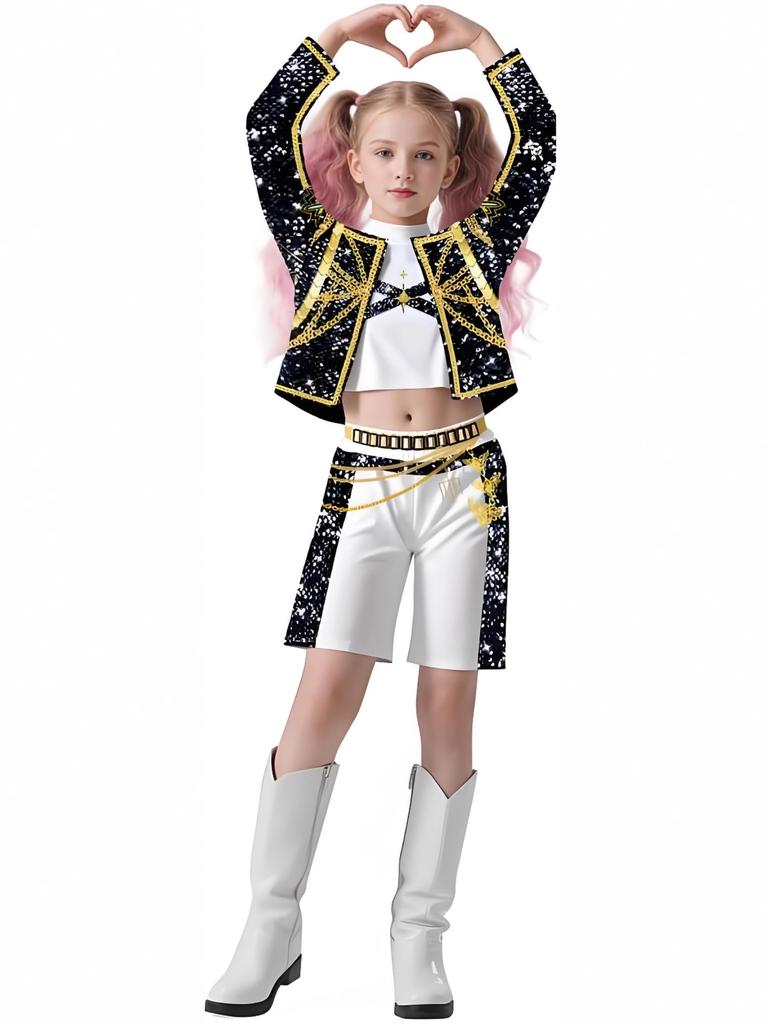 Anime Movie Kids Kpop Demon Hunter Cosplay Rumi Zoey Mira Cosplay Suit Clothes Rumi Zoey Cosplay Outfits Wig Halloween Carnival