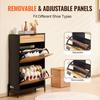 Rattan Shoe Cabinet Shoe Organizer 2 Flip Drawers & 1 Slide Drawer Black
