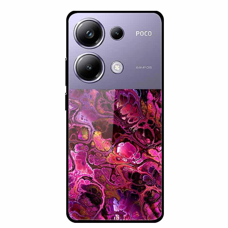 Colorful Aesthetic Tempered Glass Phone Case for Redmi 12 5G & POCO M6 PRO