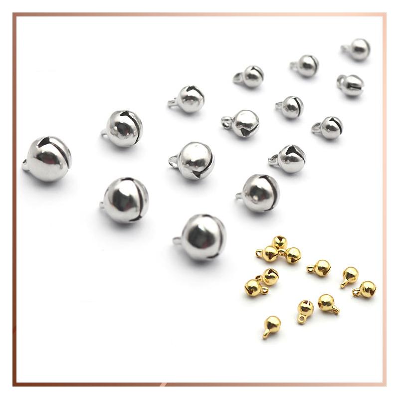 100Pcs 316L Stainless Steel Bells Gold Silver Mini Bells DIY Handcraft Jewelry Clothes Dolls Decoration Gift Sewing Accessories