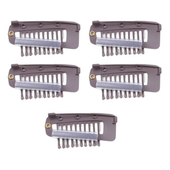 5Pcs Wig Clip with Safety Pin 10-Teeth Hair Extension Snap Clip Heavy Duty Metal Invisible Wig Securing Comb Chunni Dupatta Setting Clip