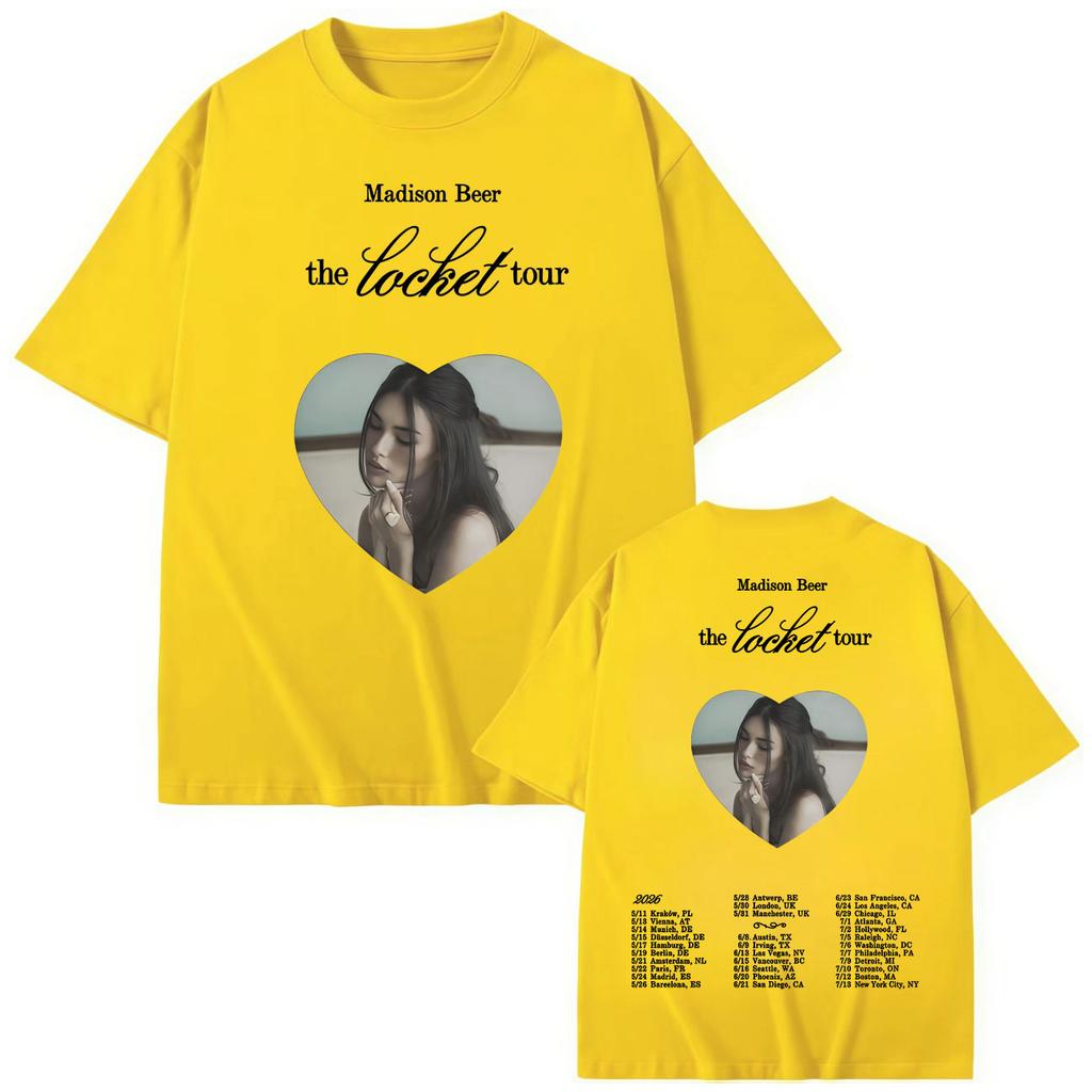 Madison Beer The Locket Tour Merch T-shirt Fashion Pop Music Short Sleeve T Shirts Men Women Casual Loose Cotton T-shirts