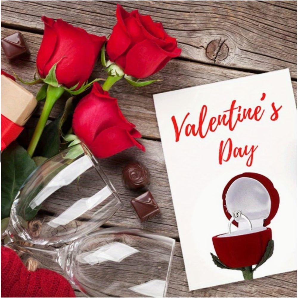 Simulation Flower Rose to Ring Box with Leaves Flower Wedding Ring Box  Jewelry Storage Case