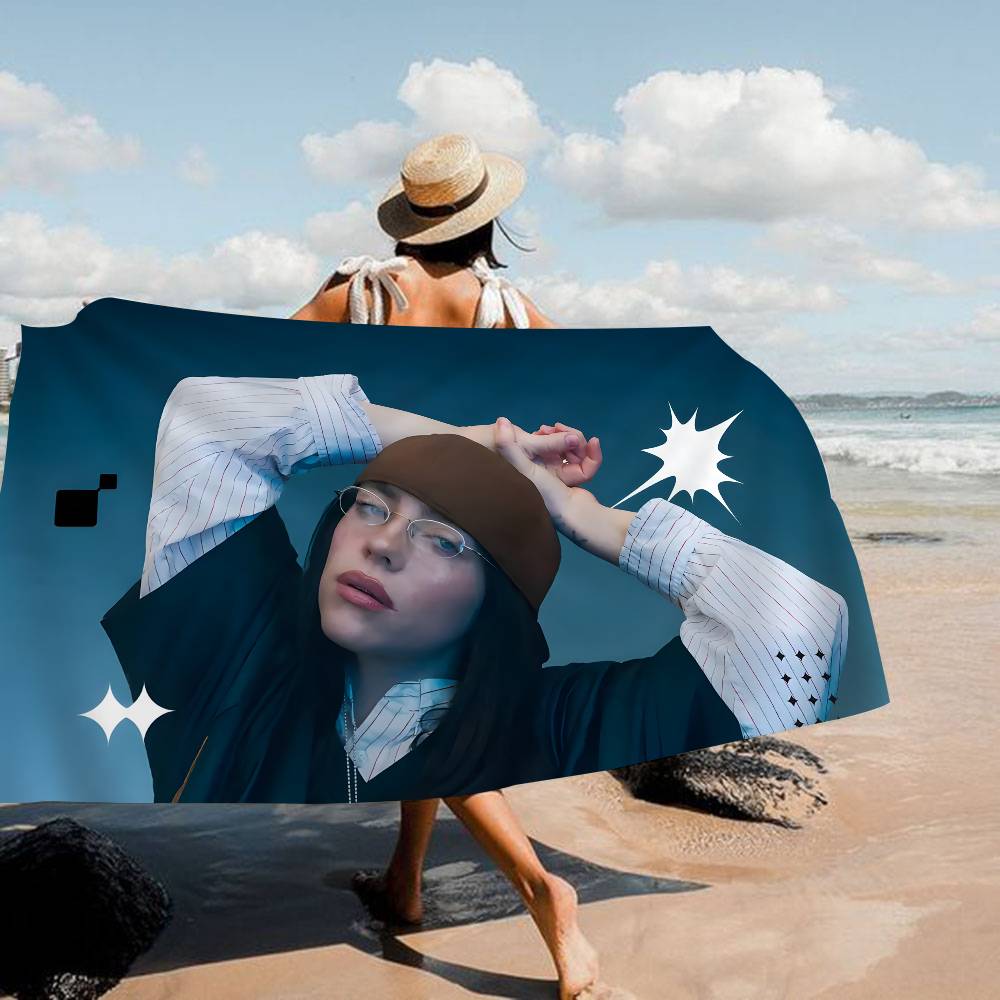 B-Billie E-Eilish Badetuch Mikrofaser Weich Wasserabsorbierend Atmungsaktiv Für Mädchen Kinder Dekorativ Cartoon Strandtuch