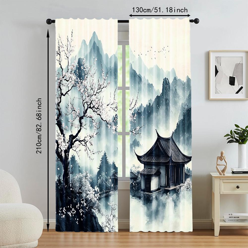2 pcs, versatile polyester transparent curtains for home decoration Japanese-Inspired for use in bedrooms and living rooms