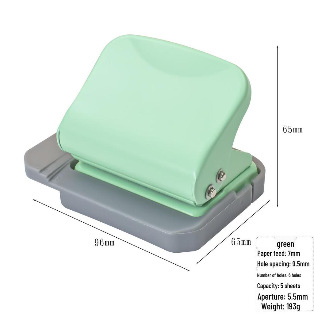 6-Hole Round Loose-Leaf Puncher, Student-Friendly, Multi-Hole, Manual, Labor-Saving.