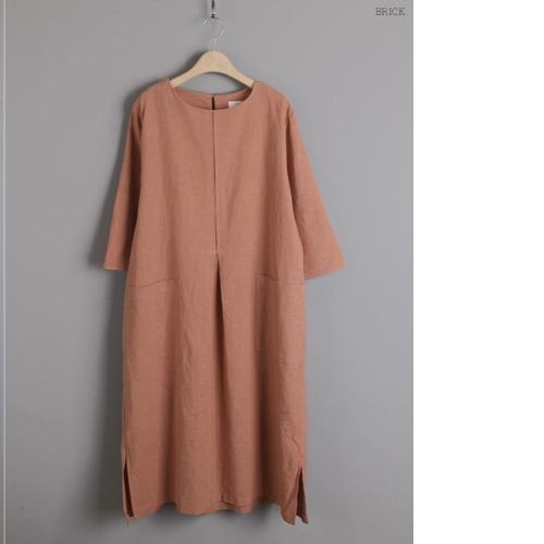 Korean version of chic cotton and linen medium and long dress for women, loose meat covering large size fashion large pocket casual dress