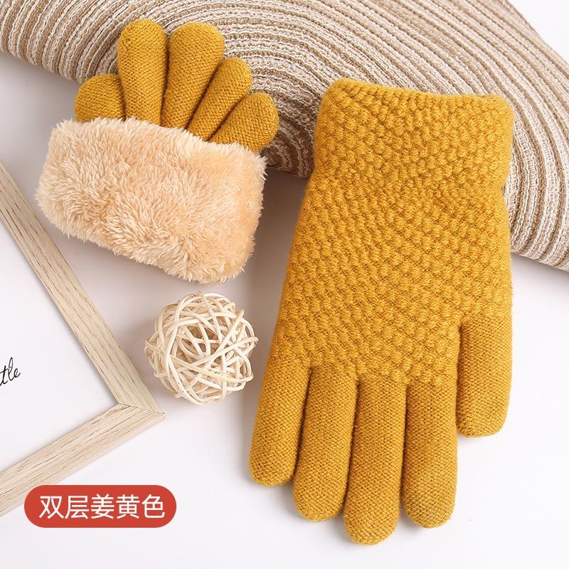 New warm and cold touch screen gloves thickened and velvet women's winter knitted gloves to keep out the cold
