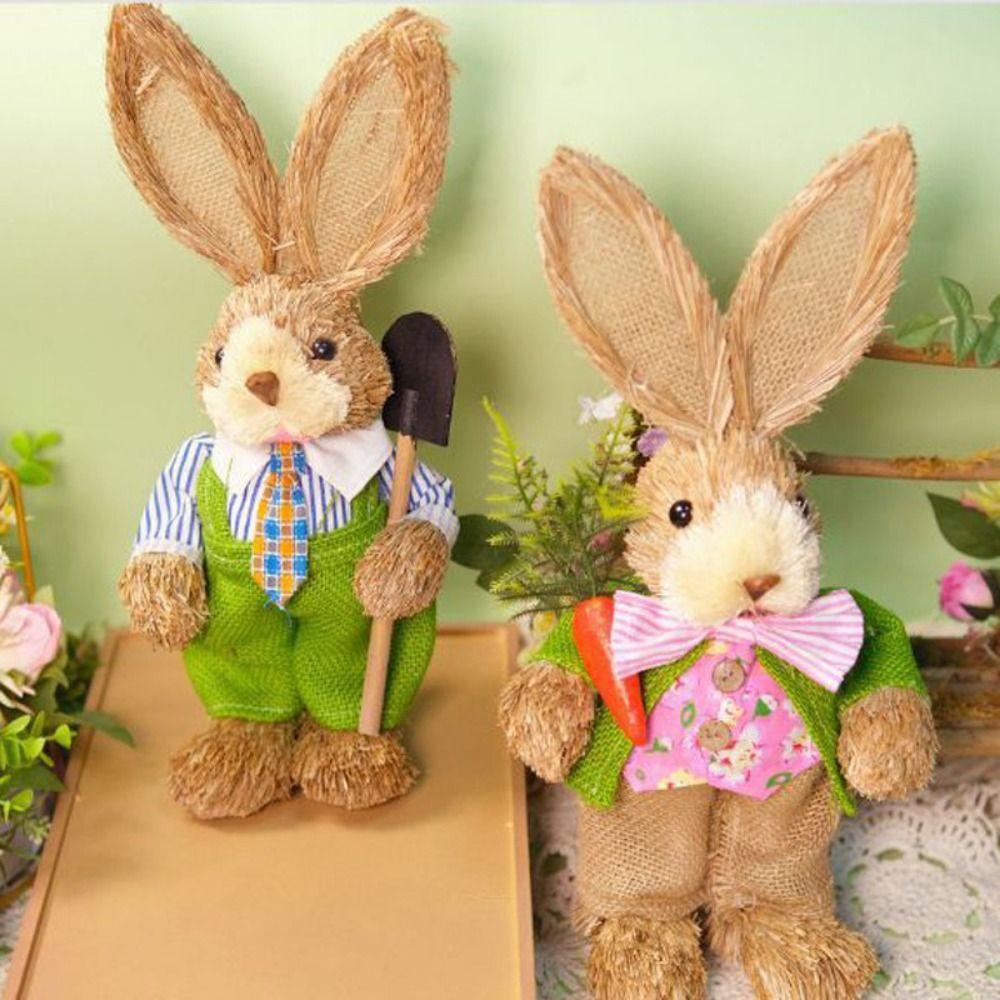 Realistisches Design Osterstrohhasen 35cm Größe Osterdekoration Geflochtener Hase Gartenornamente