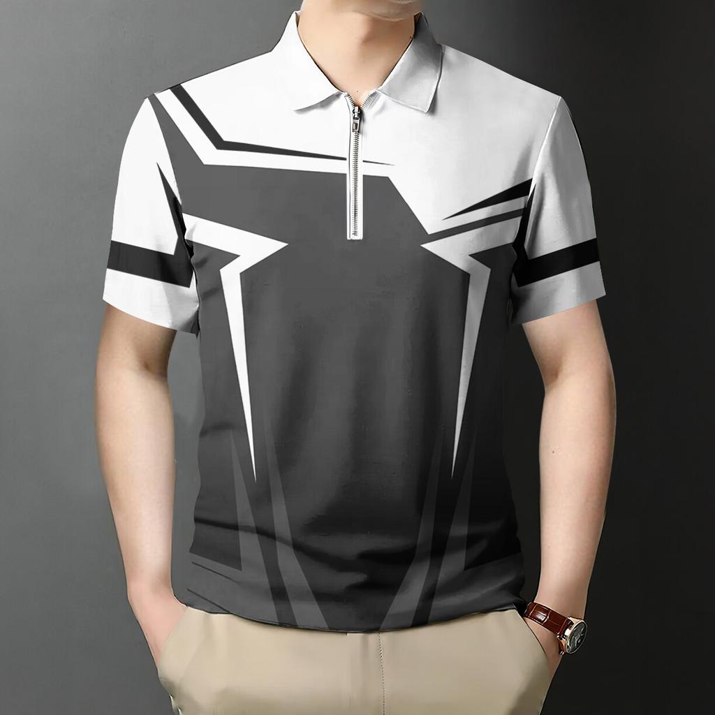 Business Zipper Men's Polo Shirt Casual Versatile Men's Shirt Workplace Basic Shirt Male